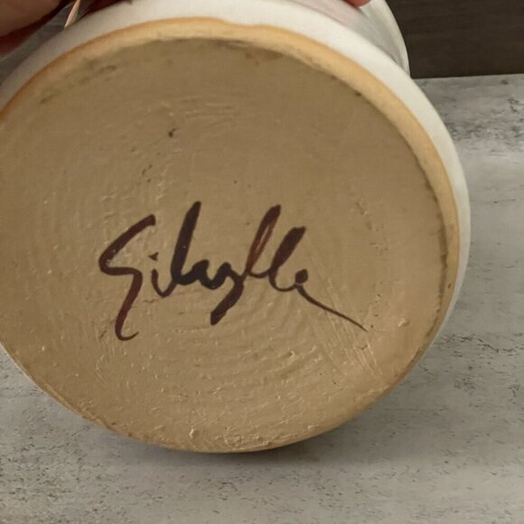 Sibylle Tornow Studio Art Pottery 10" Handled Vase Pot Basket Freeform Glaze NH - Picture 5 of 6